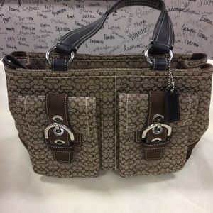 Vintage two tone brown coach handbag